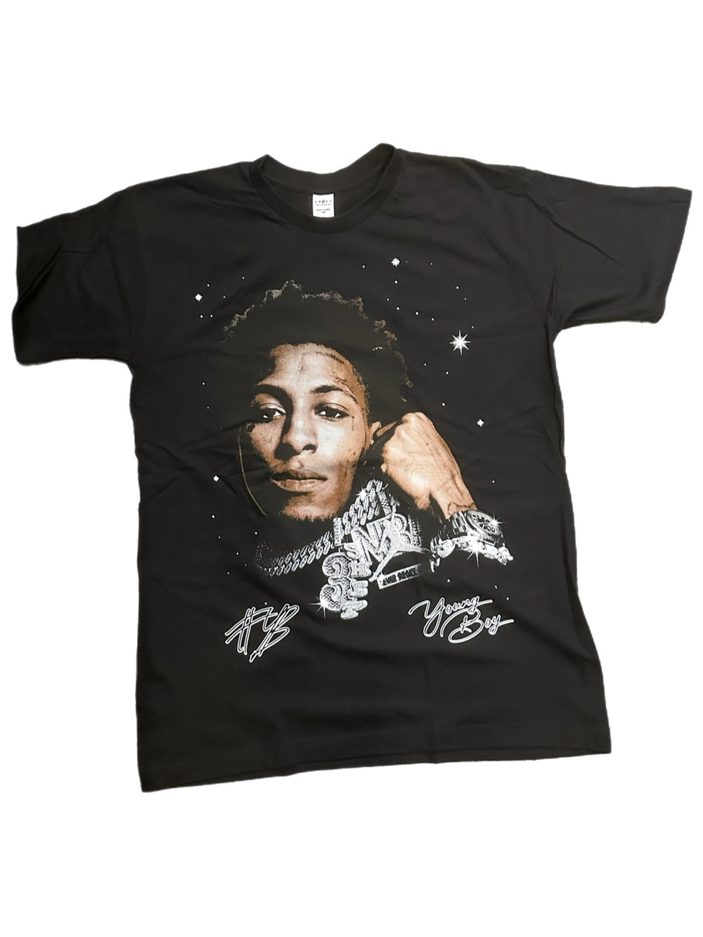 NBA young boy Black Graphic Short-Sleeve Men’s T-Shirt hip hop rap tee